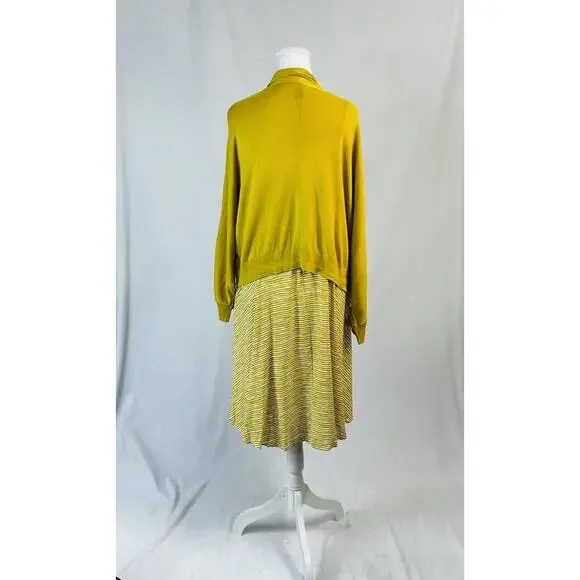 Old Navy Sz XL Mustard Striped Spaghetti Strap Dress And Cardigan Earthy Summer - Picture 2 of 9